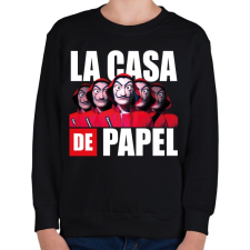 PRINTFASHION la casa de papel - A nagy pénzrablás 11 - Gyerek pulóver - Fekete gyerek pulóver, kardigán