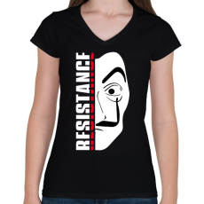 PRINTFASHION La Casa de Papel - A nagy pénzrablás - Money Heist - Női V-nyakú póló - Fekete