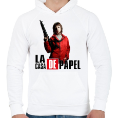 PRINTFASHION La casa de papel art - Férfi kapucnis pulóver - Fehér