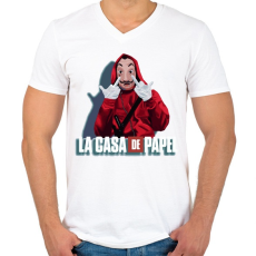 PRINTFASHION La casa de papel art  - Férfi V-nyakú póló - Fehér