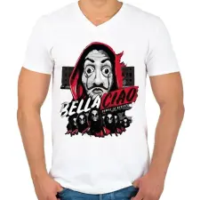 PRINTFASHION La casa de papel art - Férfi V-nyakú póló - Fehér férfi póló