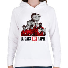 PRINTFASHION La casa de papel art - Női kapucnis pulóver - Fehér