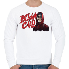 PRINTFASHION La casa de papel - Bella ciao art - Férfi pulóver - Fehér