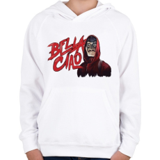 PRINTFASHION La casa de papel - Bella ciao art - Gyerek kapucnis pulóver - Fehér