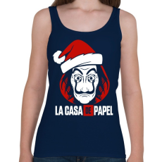 PRINTFASHION La Casa De Papel Christmas fehér - Női atléta - Sötétkék