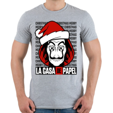 PRINTFASHION La Casa De Papel Christmas háttérrel - Férfi póló - Sport szürke férfi póló