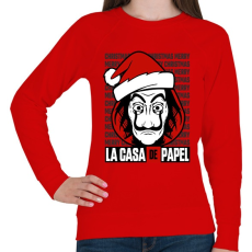 PRINTFASHION La Casa De Papel Christmas háttérrel - Női pulóver - Piros