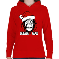 PRINTFASHION La Casa De Papel Christmas - Női kapucnis pulóver - Piros