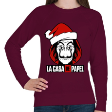 PRINTFASHION La Casa De Papel Christmas - Női pulóver - Bordó