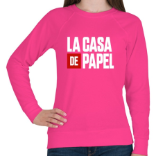 PRINTFASHION La casa de papel fehér felirat - Női pulóver - Fukszia női pulóver, kardigán