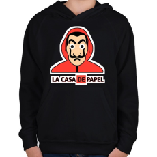 PRINTFASHION LA CASA DE PAPEL - Gyerek kapucnis pulóver - Fekete