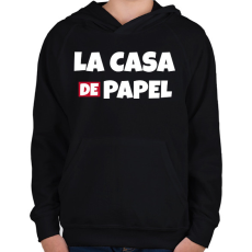 PRINTFASHION LA CASA DE PAPEL - Gyerek kapucnis pulóver - Fekete