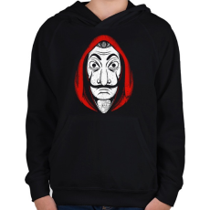 PRINTFASHION La casa de papel MASK - Gyerek kapucnis pulóver - Fekete