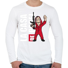 PRINTFASHION La casa de papel N1 - Férfi hosszú ujjú póló - Fehér