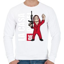 PRINTFASHION La casa de papel N1 - Férfi pulóver - Fehér férfi pulóver, kardigán