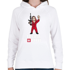 PRINTFASHION La casa de papel N2 - Női kapucnis pulóver - Fehér női pulóver, kardigán