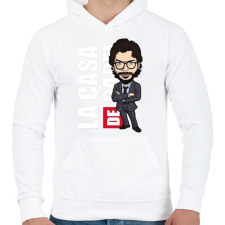 PRINTFASHION La casa de papel N4 - Férfi kapucnis pulóver - Fehér férfi pulóver, kardigán
