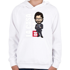 PRINTFASHION La casa de papel N4 - Gyerek kapucnis pulóver - Fehér