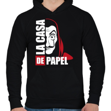PRINTFASHION La casa de papel N - Férfi kapucnis pulóver - Fekete férfi pulóver, kardigán