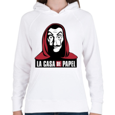PRINTFASHION La casa de papel - Női kapucnis pulóver - Fehér női pulóver, kardigán