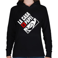 PRINTFASHION La casa de papel - Női kapucnis pulóver - Fekete női pulóver, kardigán