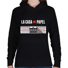 PRINTFASHION La casa de papel  - Női kapucnis pulóver - Fekete női pulóver, kardigán