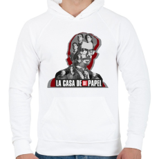 PRINTFASHION La casa de Papel - poster style - Férfi kapucnis pulóver - Fehér