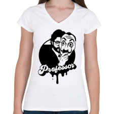 PRINTFASHION La Casa de papel - professor - art - Női V-nyakú póló - Fehér női póló