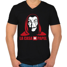 PRINTFASHION La casa de papel RL - Férfi V-nyakú póló - Fekete