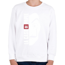 PRINTFASHION La casa de papel - sötét alaphoz - Gyerek pulóver - Fehér gyerek pulóver, kardigán