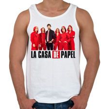PRINTFASHION La casa de papel team - Férfi atléta - Fehér atléta, trikó