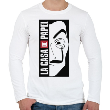 PRINTFASHION La casa de papel - világos alaphoz - Férfi hosszú ujjú póló - Fehér férfi póló