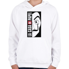 PRINTFASHION La casa de papel - világos alaphoz - Gyerek kapucnis pulóver - Fehér gyerek pulóver, kardigán