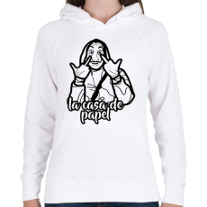 PRINTFASHION La Casa de papel - vonalrajz - Női kapucnis pulóver - Fehér