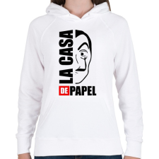 PRINTFASHION La case de papel - Női kapucnis pulóver - Fehér női pulóver, kardigán