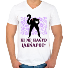 PRINTFASHION LÁBNAP - Férfi V-nyakú póló - Fehér
