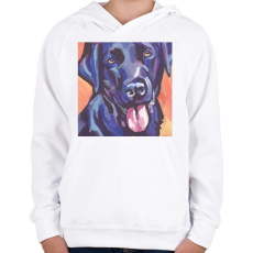 PRINTFASHION Labrador festmény - Gyerek kapucnis pulóver - Fehér