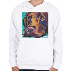 PRINTFASHION Labrador festmény - Gyerek kapucnis pulóver - Fehér