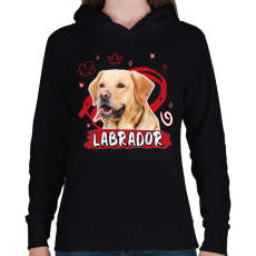 PRINTFASHION Labrador firka - Női kapucnis pulóver - Fekete