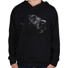 PRINTFASHION Labrador portré - Gyerek kapucnis pulóver - Fekete