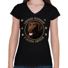 PRINTFASHION Labrador Retriever - Legjobb barát - Női V-nyakú póló - Fekete