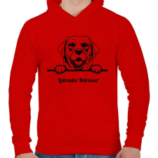 PRINTFASHION Labrador Retriver - Férfi kapucnis pulóver - Piros férfi pulóver, kardigán