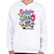 PRINTFASHION labubu-at-car-seeklogo - Gyerek kapucnis pulóver - Fehér