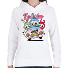 PRINTFASHION labubu-at-car-seeklogo - Női kapucnis pulóver - Fehér női pulóver, kardigán