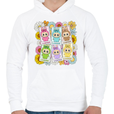 PRINTFASHION Labubu - Férfi kapucnis pulóver - Fehér férfi pulóver, kardigán