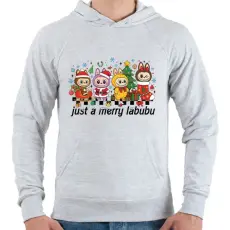 PRINTFASHION Labubu Karácsony - Férfi kapucnis pulóver - Sport szürke