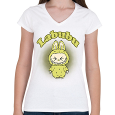PRINTFASHION labubu - Női V-nyakú póló - Fehér