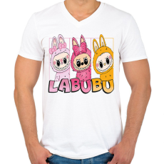 PRINTFASHION labubu-seeklogo - Férfi V-nyakú póló - Fehér