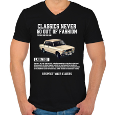 PRINTFASHION Lada 2105 - Férfi V-nyakú póló - Fekete férfi póló