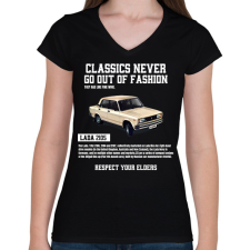 PRINTFASHION Lada 2105 - Női V-nyakú póló - Fekete női póló